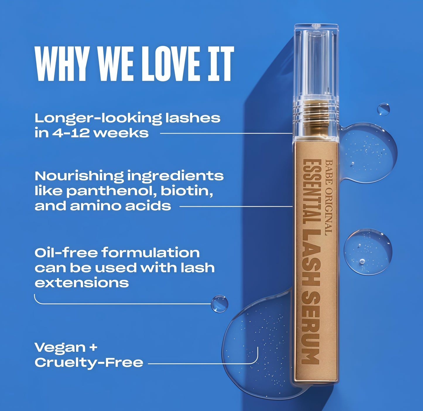 Babe Original Lash Serum-Fuller &Longer Looking Eyelashes, AdvancedLash Enhancing Treatment for NaturalLashes, Extensions & Eyebrows, Vegan &Cruelty-Free